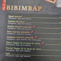 Bimbambap menu at Gangnam in Pantin