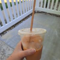 Iced oat milk latte at Slow Hurry Coffee in Youngstown