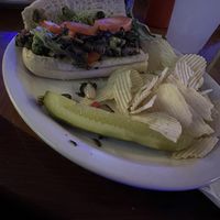 Greek Veggie Sub with chipss  at Cellar Restaurant & 6-Pak Store in Blacksburg