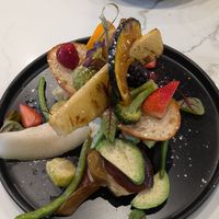 Veggie Fiesta (toast with avocado, eggplant and house-made sauce, variety of fruits/veg) at Banette in New Westminster