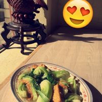 Stir-fried Bokchoy with Fried Tofu at  Lucky Express Lian 幸運快餐 in Bloomington