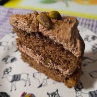 Coffee and pistachio slice at Harvest Moon Suffolk in Ipswich