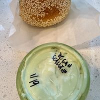 With vegan scallion shmear  at Hey Bagel  in Seattle