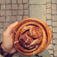 cinnamon bun. one of many vegan options at Sattva Naturbageriet in Stockholm