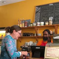 the owner spread joy with his warm and generous personality :) at Sattva Naturbageriet in Stockholm