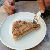 Vegan pecan pear pie. Delicious. at Sattva Naturbageriet in Stockholm