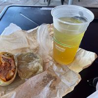 Vegan burrito with iced green tea at Tucker and Bevvy in Honolulu