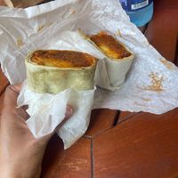 Vegan breakfast burrito with chorizo and vegan egg  at Tucker and Bevvy in Honolulu