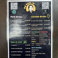 Menu  at Bu Bánh Mi in Hanoi