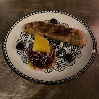 Nagerecht apfelstrudel met rodebessensorbet  at Restaurant MEKS in Borger