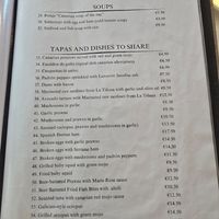 Menu at Restaurante La Chalana (The Flatboat) in Lanzarote