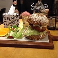 Tartar burger and local craft beer. at About Animals in Taipei