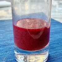 Raspberry gazpacho  at AOC in Dubai