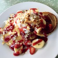 Vegan pancakes! at Petty Cash Cafe in Marrickville