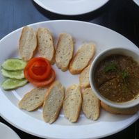 Bread and eggplant dip starter ($3) at Sandan in Sihanoukville