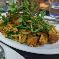 Small rice noodles w flowers and tofu at Sandan in Sihanoukville