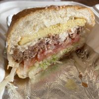 Vegan breakfast burger (after I cooked the burger more at home)  #Veganuary at Deerpath Bagels & Burgers in Hamilton Township