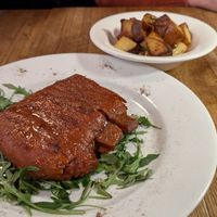 Costolette affumicate con glassa alla Vecchia Romagna: Smoked "pork" ribs glazed with our Italian brandy And yes, the bone is edible! at Sora Diana in Edinburgh