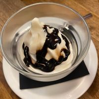 Vanila soft ice with choclate sauce at Sora Diana in Edinburgh