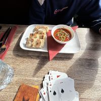 foccacia and tomato  at Sora Diana in Edinburgh