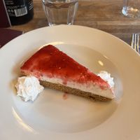 White chocolate and raspberry cheesecake  at Sora Diana in Edinburgh