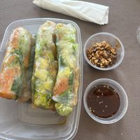Salad rolls with peanut saucee  at Spice Cove Bistro in Winnipeg