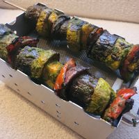 Vegetables Mtsvadi (fire-roasted vegetable skewers). Absolutely divine! at Doli - Kutaisi in Kutaisi