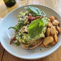 Avo on toast with baked beans   at Sister of Soul in St Kilda