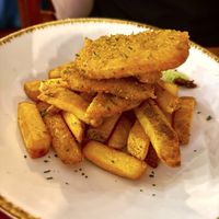 Vegan escalope & fries   at Bar La Plazuela in Gran Canaria