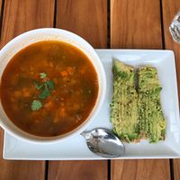 Lentil soup & avocado toast at Bulali in San Jose