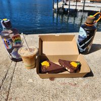 Chocolate tart - looks yum but was pretty average, seemed to be solid coconut oil at Vudu Cafe and Larder in Queenstown