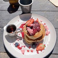 Fluffy vegan pancakes  at Vudu Cafe and Larder in Queenstown
