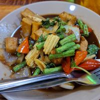 Fried tofu with herbs and basil at Mom's Kitchen in Krabi