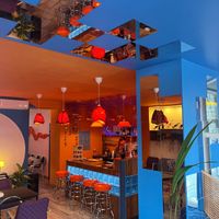 View into the main room from the window seats (be prepared for curious glances from the outside when sitting here) at Lokaal Tilk in Tallinn