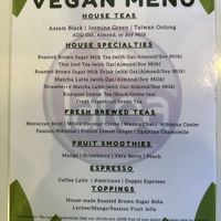 Vegan Menu!  at Latea Bubble Tea in Lone Tree