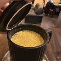 Turmeric vanilla latte  at Von Zehn bis Vier at Academy Bar in Salzburg