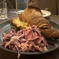 Croissant with vegan egg spread  at Von Zehn bis Vier at Academy Bar in Salzburg