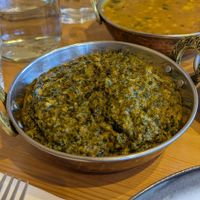 Potato spinach curry and dal fry at Everest Eatery in Hobart