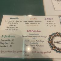 Drink  menu  at Aurora Vegan Khao Soi Restaurant in Pai