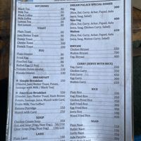 Menu  at Sauraha Dream Palace in Ratnanagar