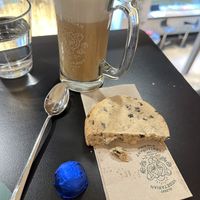Truffle, half cookie and oat latte   at Hiltl Vegimetzg in Zurich