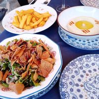 Fattoush, chips, hummus at Al Bek in Gran Canaria