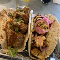 Dragon tofu and roasted cauliflower tacos. Superb!  at Yellow City Street Food - YCSF in Amarillo