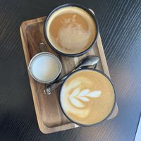 Americano and Flat White. Both with oat milk.  at Espresso Quartier in Maastricht