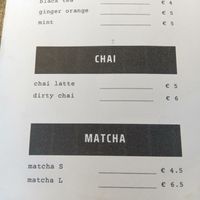 Chai and matcha menu (August 2025) at Espresso Quartier in Maastricht