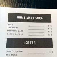Homemade soda and iced tea menu(August 2025) at Espresso Quartier in Maastricht