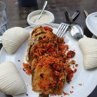 Fried aubergine bun at Tofu Vegan - Gloucester Rd in South West London