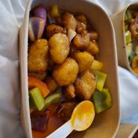 Cantonese sweet and sour chicken at Tofu Vegan - Gloucester Rd in South West London