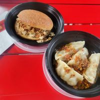 Tofu crumble buns and veggie dumplings. #Veganuary at Dang Dude in Tampa