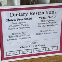 Vegan menu  at Yours Truly Cupcake in Denver